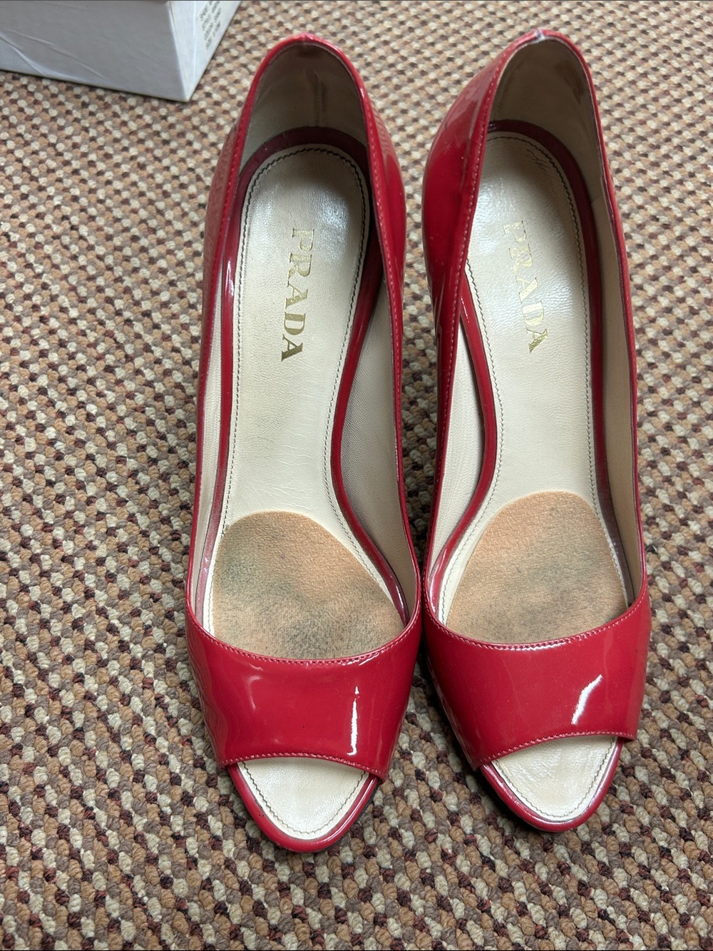 Prada hot pink Patent Open-Toe Pumps